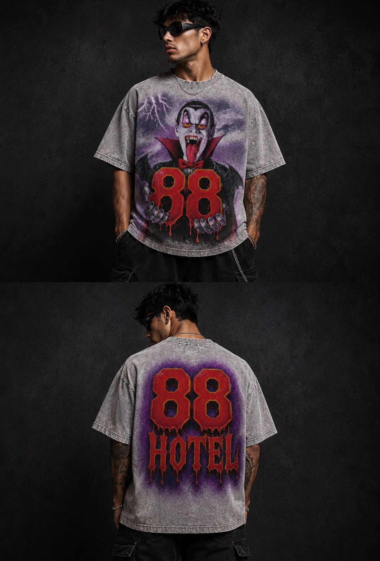 88 Hotel Horror Motel Graphic Oversized T-Shirt